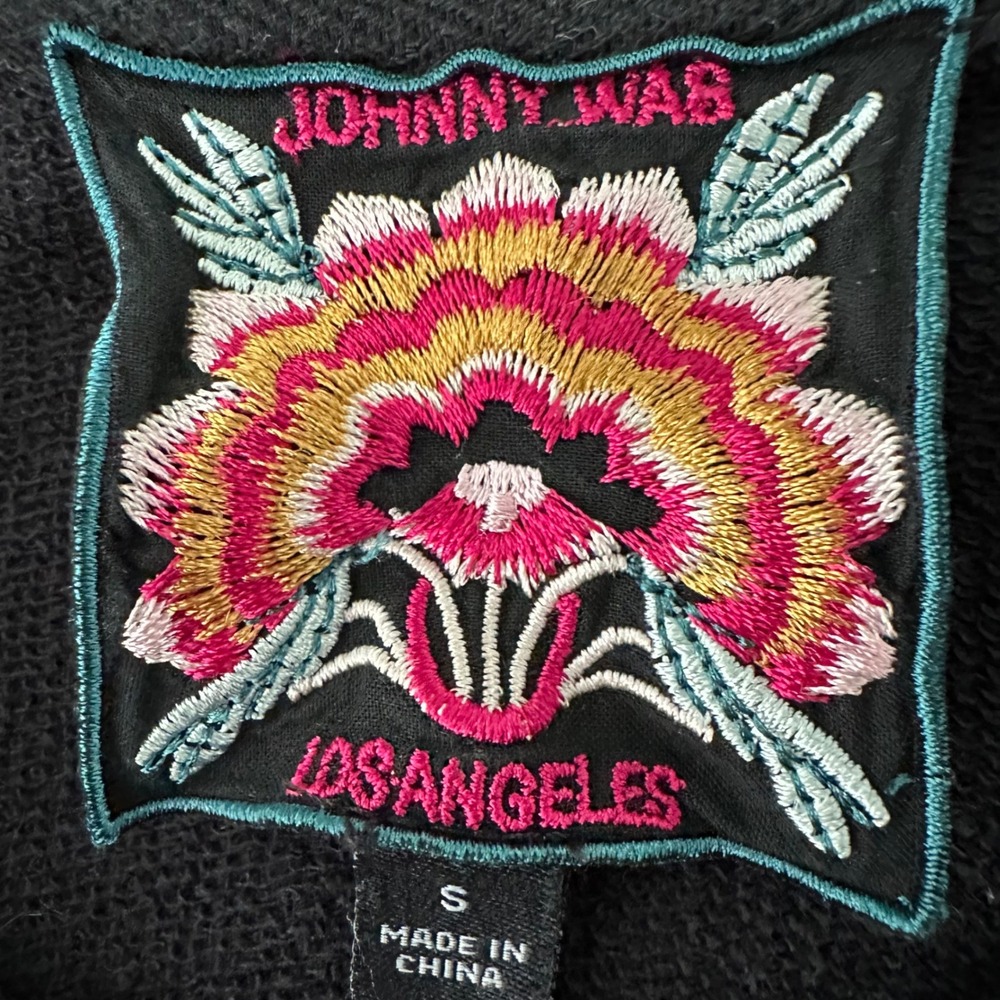 Johnny Was Hi-Lo Pullover Rhonda Black Floral Embroidered Sweatshirt Size Small - Picture 8 of 9